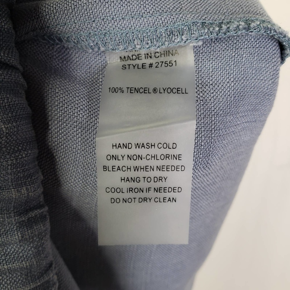 Soft Surroundings Tencel Wide Leg Pants M Blue Drawstring Waist - Picture 7 of 7